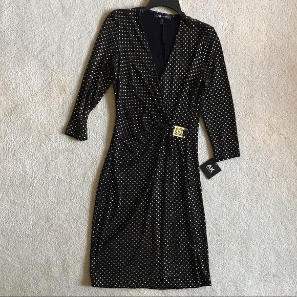 Anne Klein Dresses & Skirts - Anne Klein Black/Gold Wrap Dress